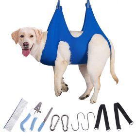 Comfortable Solid Color Dog Grooming Hammock With Nail Harness (Size: L)