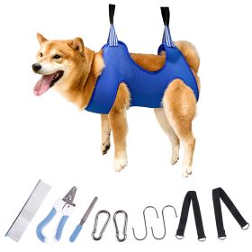 Comfortable Solid Color Dog Grooming Hammock With Nail Harness (Size: M)