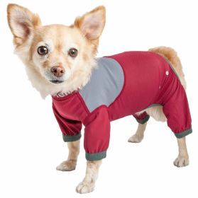 Lightweight 4-Way-Stretch Breathable Performance Dog Track Suit (Color: Red, Size: X-Small)