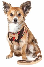 'Dapperbone' 2-In-1 Mesh Reversed Adjustable Harness-Leash W/ Fashion Bowtie (Size: X-Small)