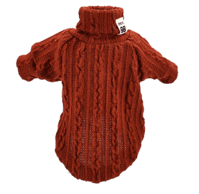 Turtleneck Knitted Sweater Winter Keep Warm (Color: Orange, Size: L)