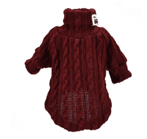 Turtleneck Knitted Sweater Winter Keep Warm (Color: Wine Red, Size: M)