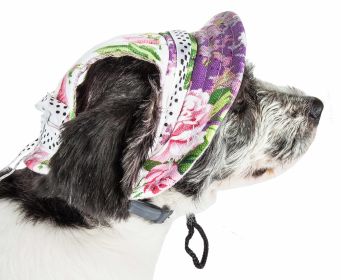 Floral Uv Protectant Adjustable Brimmed Dog Hat (Size: Medium)