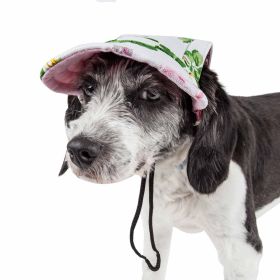 'Botanic Bark' Floral UV Protectant Adjustable Dog Hat (Size: Medium)