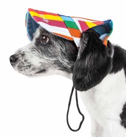 'Colorfur' Floral Uv Protectant Adjustable Dog Hat (Size: Medium)