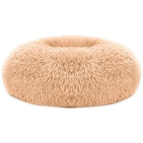 Dog Bed Soft Warm Fleece Cozy Nest Sofa Bed Cushion (Color: Brown, Size: L)