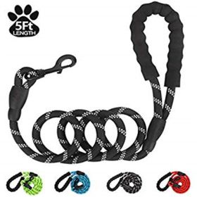 Dog Leash w/ Zipper Pouch: Padded Handle Leash (Color: Black)