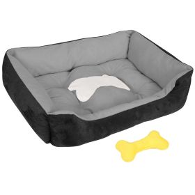 Warm Fleece Bed Dog Cozy Nest Sofa Bed Cushion S Size (Color: Black, Size: S)