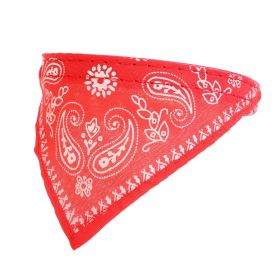 Adjustable Bandana Leather Pet Collar Triangle Scarf (Color: Red, Size: L)