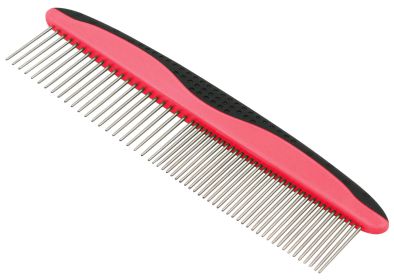 Grip Ease' Wide & Narrow Tooth Grooming & Comb (Color: Red)