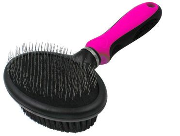 Flex Series 2-in-1 Dual-Sided Slicker & Bristle Grooming Brush (Color: pink)