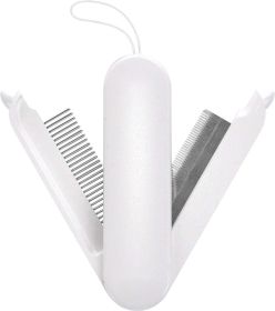 Multi-Functional 2 n1 Swivel Travel Grooming Comb & Deshedder (Color: White)