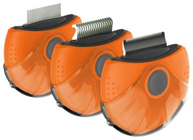 Triple Rotating Rake Deshedder & Dematting Comb (Color: Orange)