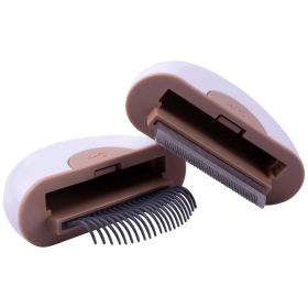 'LYNX' 2 n1 Travel Grooming Dog Comb & Deshedder (Color: Brown, Size: Small)