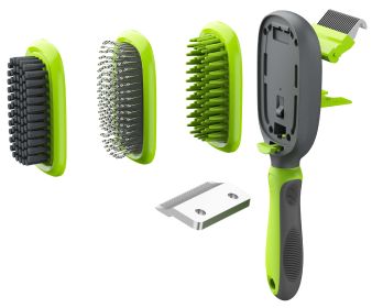 'Conversion' 5-in-1 Dematting & Deshedding Brush/Comb (Color: Green)