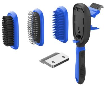 'Conversion' 5-in-1 Dematting & Deshedding Brush/Comb (Color: Blue)