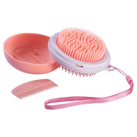 'Bravel' 3-in-1 Travel Pocketed Dual Grooming Brush & Comb (Color: Orange)