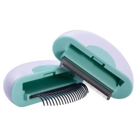 'LYNX' 2 n1 Travel Grooming Dog Comb & Deshedder (Color: Green, Size: Small)