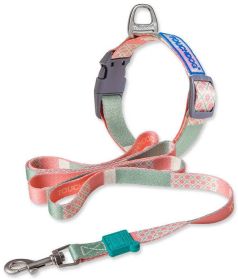 'Trendzy' 2-in-1 Matching Designer Printed Dog Leash & Collar (Color: Pink / Purple, Size: Medium)