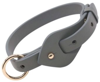 'Ever-Craft' Series Adjustable Designer Leather Dog Collar (Color: Grey, Size: Medium)