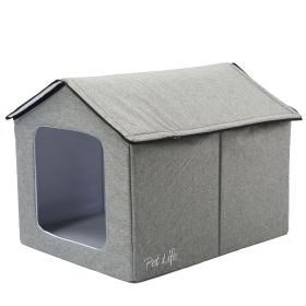 Electronic Heating & Cooling Smart Collapsible Dog House (Color: Grey, Size: Small)