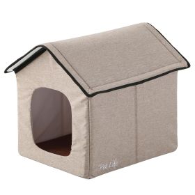 Electronic Heating & Cooling Smart Collapsible Dog House (Color: Beige, Size: Large)