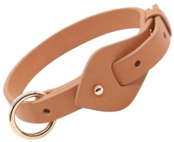 'Ever-Craft' Series Adjustable Designer Leather Dog Collar (Color: Brown, Size: Small)