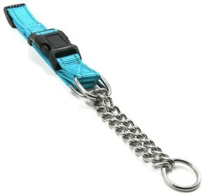 'Tutor-Sheild' Martingale Safety & Training Chain Dog Collar (Color: Blue, Size: Small)