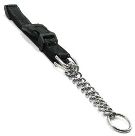 'Tutor-Sheild' Martingale Safety & Training Chain Dog Collar (Color: Black, Size: Small)