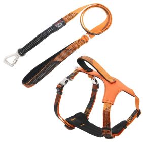 2-in-1 Shock Absorbing Reflective Dog Leash & Harness (Color: Orange, Size: Small)