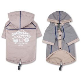 'Cloudburst' Waterproof Reversible Dog Raincoat (Color: Light Grey, Size: X-Large)