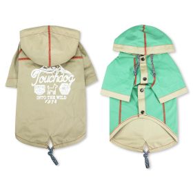 'Cloudburst' Waterproof Reversible Dog Raincoat (Color: Khaki, Size: X-Small)