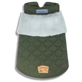 'Furrost-Bite' Fur & Fleece Fashion Dog Jacket (Color: Green, Size: Large)