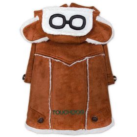 'Tuskegee' Aero-Vintage Designer Dog Coat (Color: Brown, Size: X-Small)