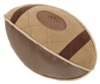 'Pugskin' Durable Nylon & Mesh Plush Squeaky Football Dog Toy (Color: Khaki)