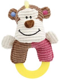 'Ring-O-Round' Squeaking Rubber Teething Newborn Puppy Toy (Color: Pink / Brown)