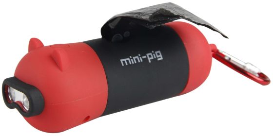 'Oink' LED Flashlight & Waste Bag Dispenser (Color: Red)