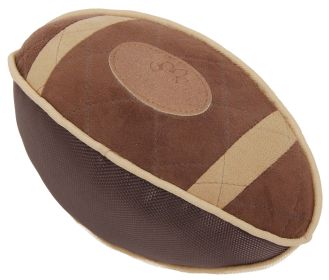 'Pugskin' Durable Nylon & Mesh Plush Squeaky Football Dog Toy (Color: Brown)