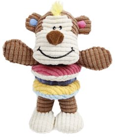 Plush Squeaking & Rubber Teething Newborn Puppy Toy (Color: Brown)