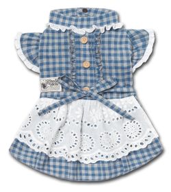 I love Poochi' Classical Plaid Dog Dress (Color: Blue, Size: X-Small)