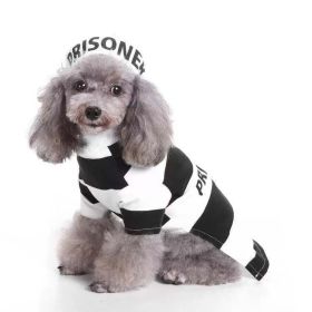 Striped Retro Inmate Prisoner Dog Costume (Color: BLACK / WHITE, Size: X-Small)