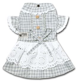 I love Poochi' Classical Plaid Dog Dress (Color: Grey, Size: X-Small)