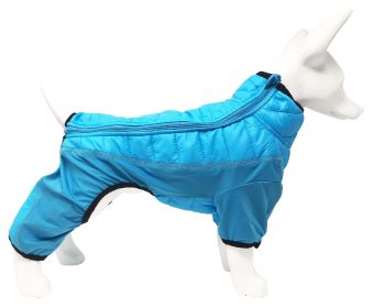 Lightweight 4-Season Stretch Quick-Dry Full Body Dog Jacket (Color: Blue, Size: Large)