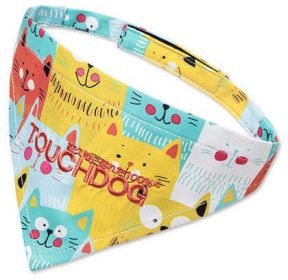 'Head-Popper' Designer Velcro Dog Bandana (Color: Yellow / Blue, Size: Medium)