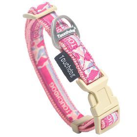 'Bubble Yum' Tough Stitched Embroidered Collar & Leash (Color: pink, Size: Medium)