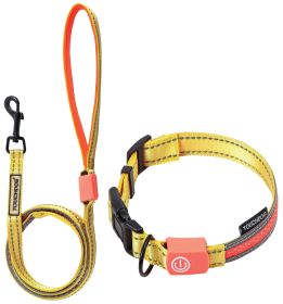 'Lumiglow' 2-in-1 USB LED Lighting Dog Leash & Collar (Color: Yellow, Size: Small)