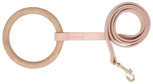 Beechwood & Leather Designer Dog Leash (Color: pink)