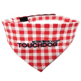 'Bad-to-the-Bone' Plaid Patterned Velcro Bandana (Color: Red, Size: Large)