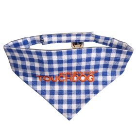 'Bad-to-the-Bone' Plaid Patterned Velcro Bandana (Color: Blue, Size: Small)