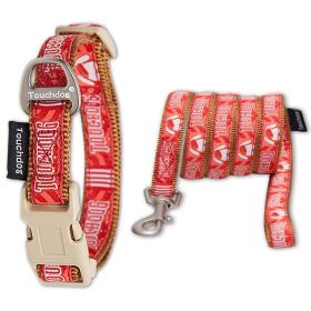 'Funny Bun' Tough Stitched Embroidered Collar & Leash (Color: Red, Size: Medium)